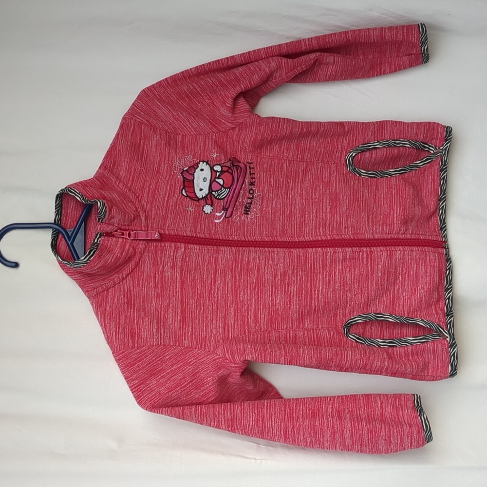 Hello Kitty jacket fleece hand warmer pockets pink 6 6x